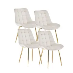 GENERICO - Pack de 4 Silla Comedor Felpa Roma - Beige