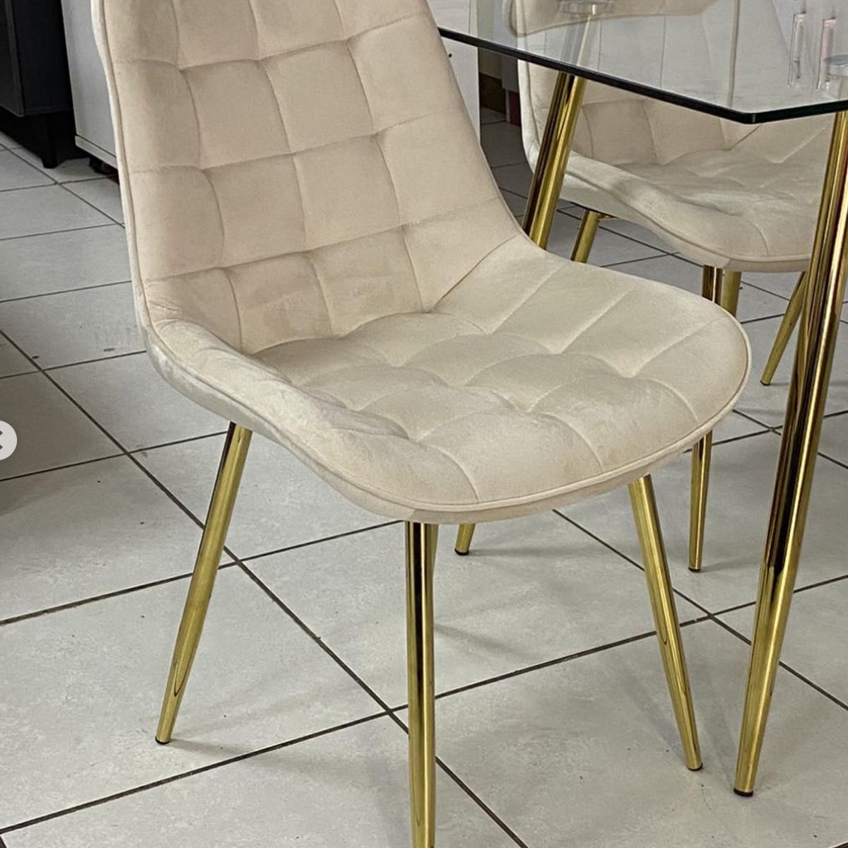 HABITA2 CHILE - Pack de 4 Silla Comedor Felpa Roma - Beige