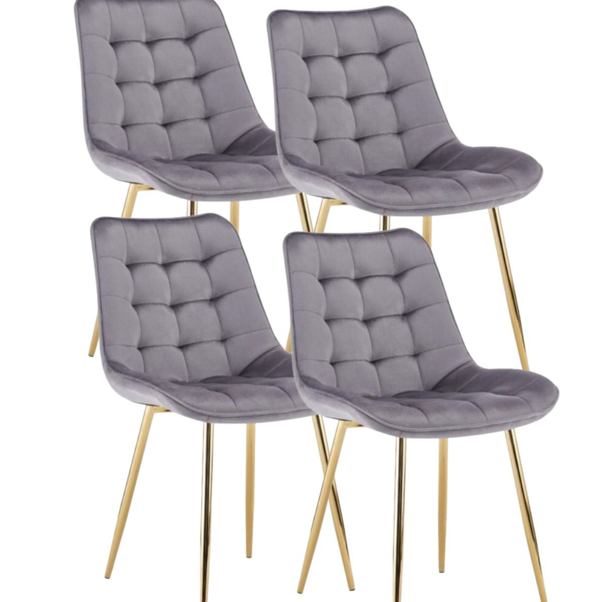 HABITA2 CHILE - Pack de 4 Silla Comedor Felpa Roma - Gris