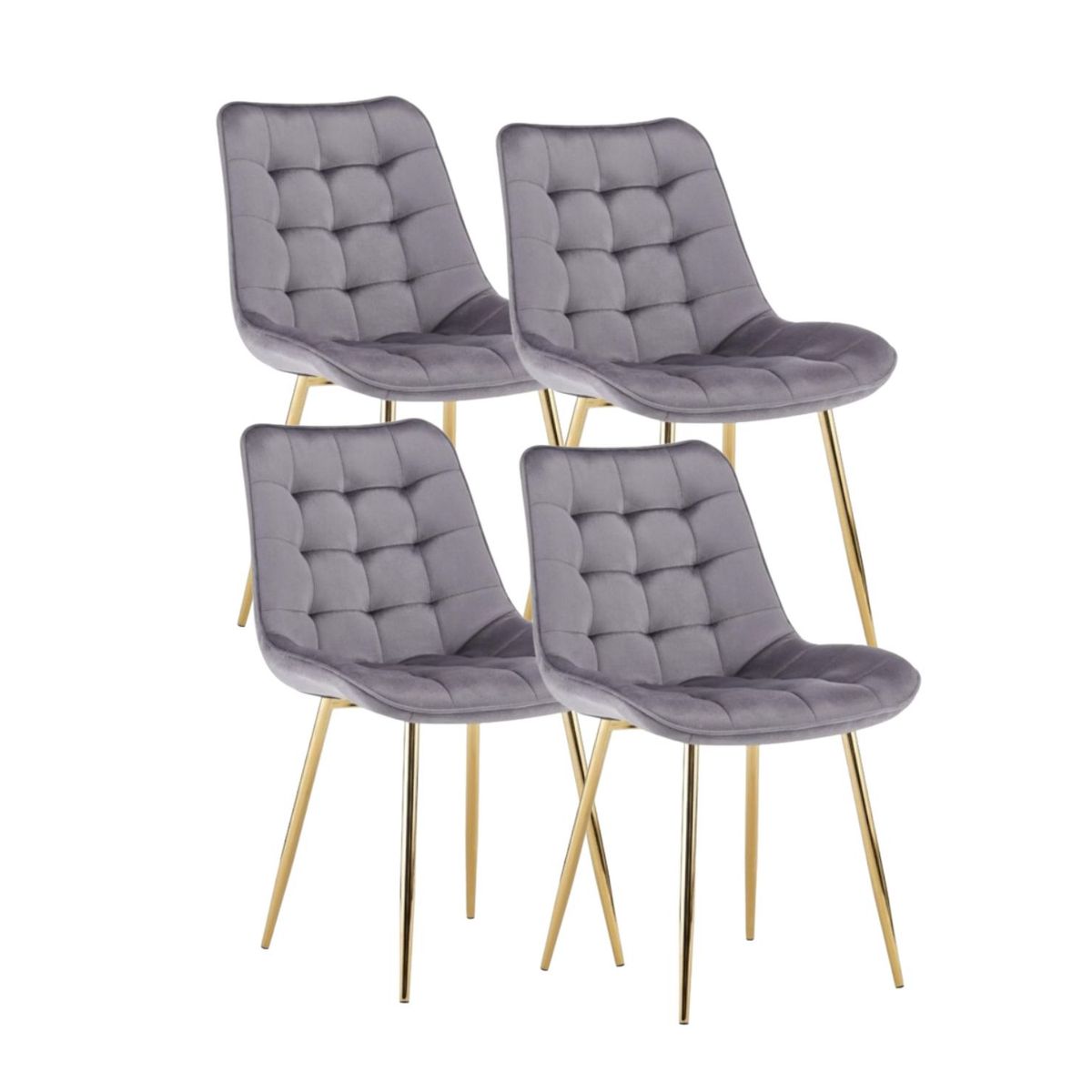 HABITA2 CHILE - Pack de 4 Silla Comedor Felpa Roma - Gris