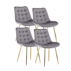 GENERICO - Pack de 4 Silla Comedor Felpa Roma - Gris