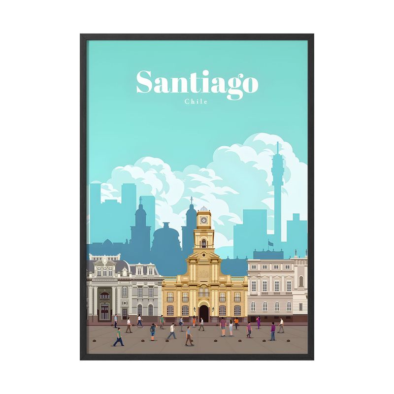 CREANGO - CUADRO POSTER SANTIAGO DE CHILE PLAZA DE ARMAS 33X43
