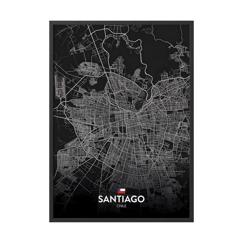 CREANGO - CUADRO POSTER MAPA DE SANTIAGO DE CHILE 33X43