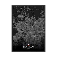 CREANGO - CUADRO POSTER MAPA DE SANTIAGO DE CHILE 33X43