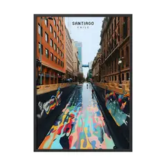 CREANGO - CUADRO POSTER PASEO BANDERA SANTIAGO DE CHILE 33X43