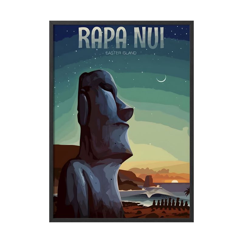 CREANGO - CUADRO POSTER RAPA NUI ISLA DE PACUA CHILE MOAI 33X43