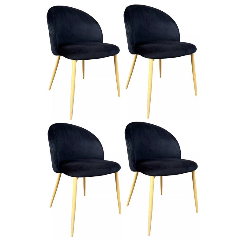 GENERICO - Pack 4 Silla de comedor Nordic Felpa - Negro