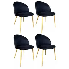 GENERICO - Pack 4 Silla de comedor Nordic Felpa - Negro