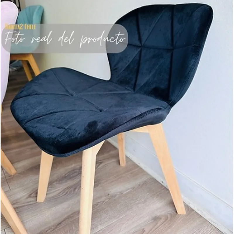 GENERICO - Pack de 4 Silla Velvet  - Negro