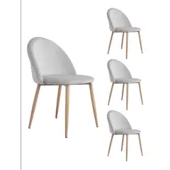 GENERICO - Pack 4 Silla de comedor Nordic Felpa - Gris