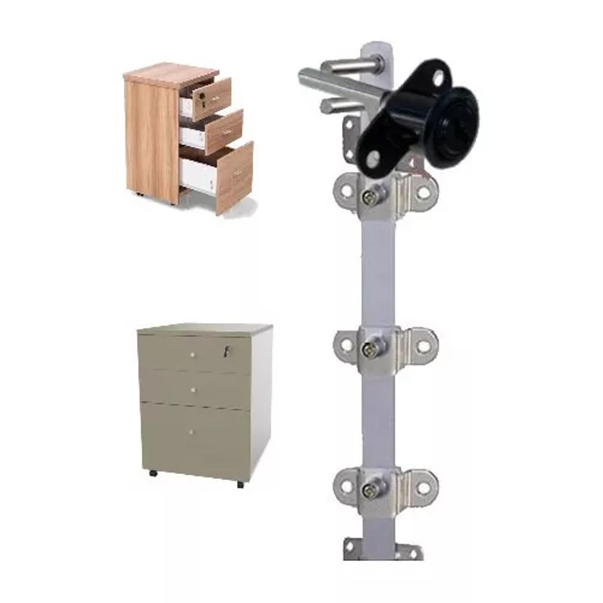 GENERICO - Cerradura Chapa Para  Kardex Cajonera Frontal 3cajones 50cm Negro