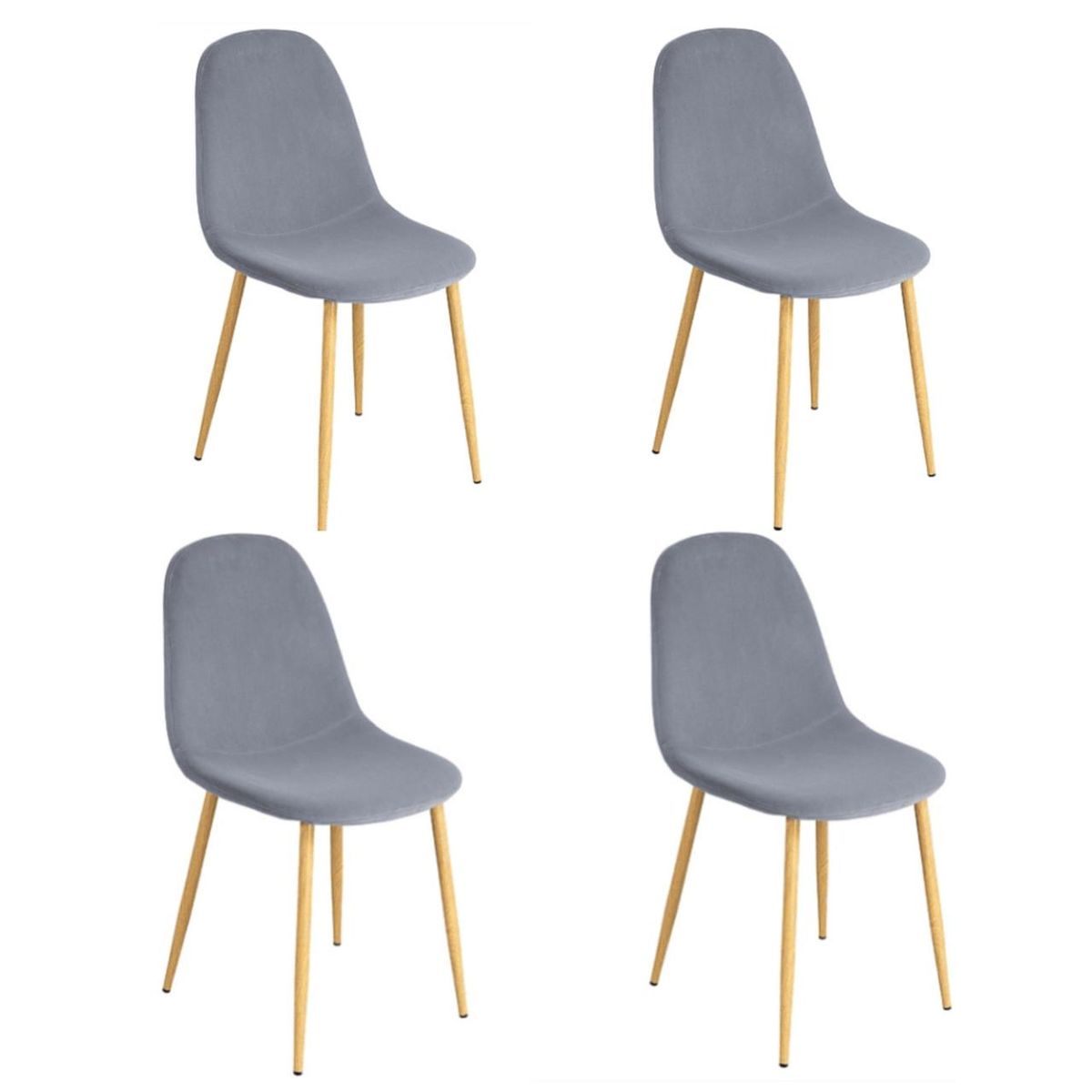 HABITA2 CHILE - Pack de 4 Silla de Comedor Trendy Terciopelo Gris