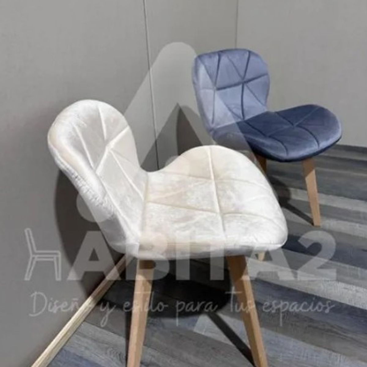 GENERICO - Pack de 2 Silla Velvet  - Gris