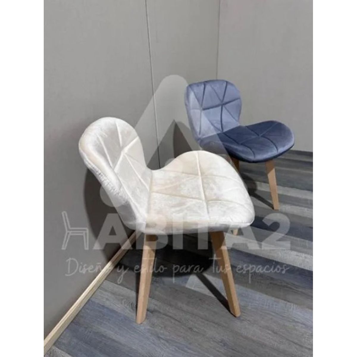 GENERICO - Pack de 2 Silla Velvet  - Gris