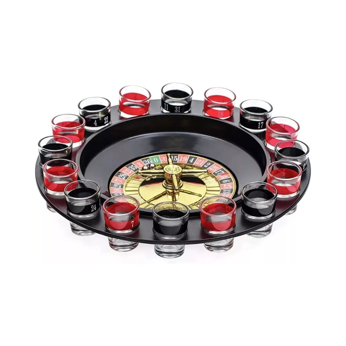IMPORTCLICK - Juego Mesa Ruleta Giratoria Para Tragos Shots 16 Piezas Adultos IMPORTCLICK