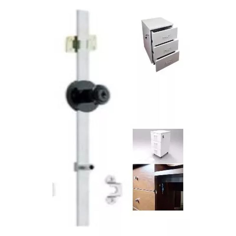 GENERICO - Cerradura Chapa Para  Kardex Cajonera Lateral 3cajones 50cm Negro