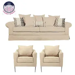 MUNDO LIVING - LIVING 311, MAMBO BEIGE SOFA 3 C MAS 2 POLTRONAS CON POCKET SPRING