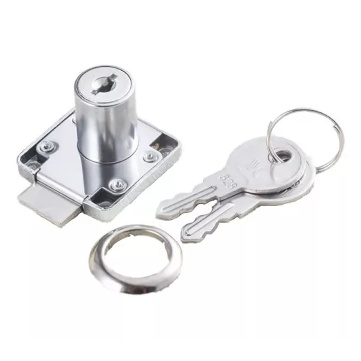 GENERICO - Cerradura Chapa Mueble Cajón Cuadrada Cilindro 16mm