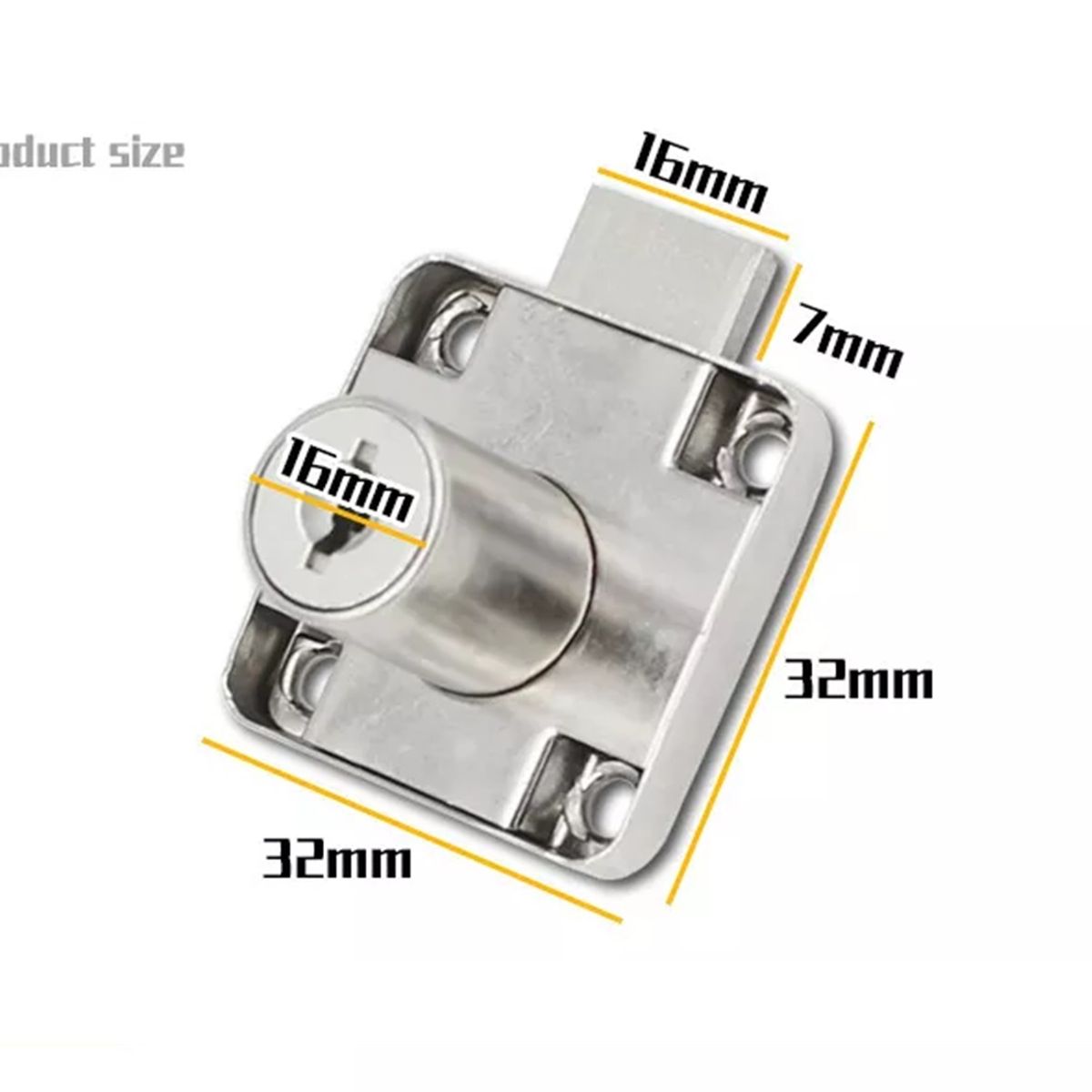 GENERICO - Cerradura Chapa Mueble Cajón Cuadrada Cilindro 16mm