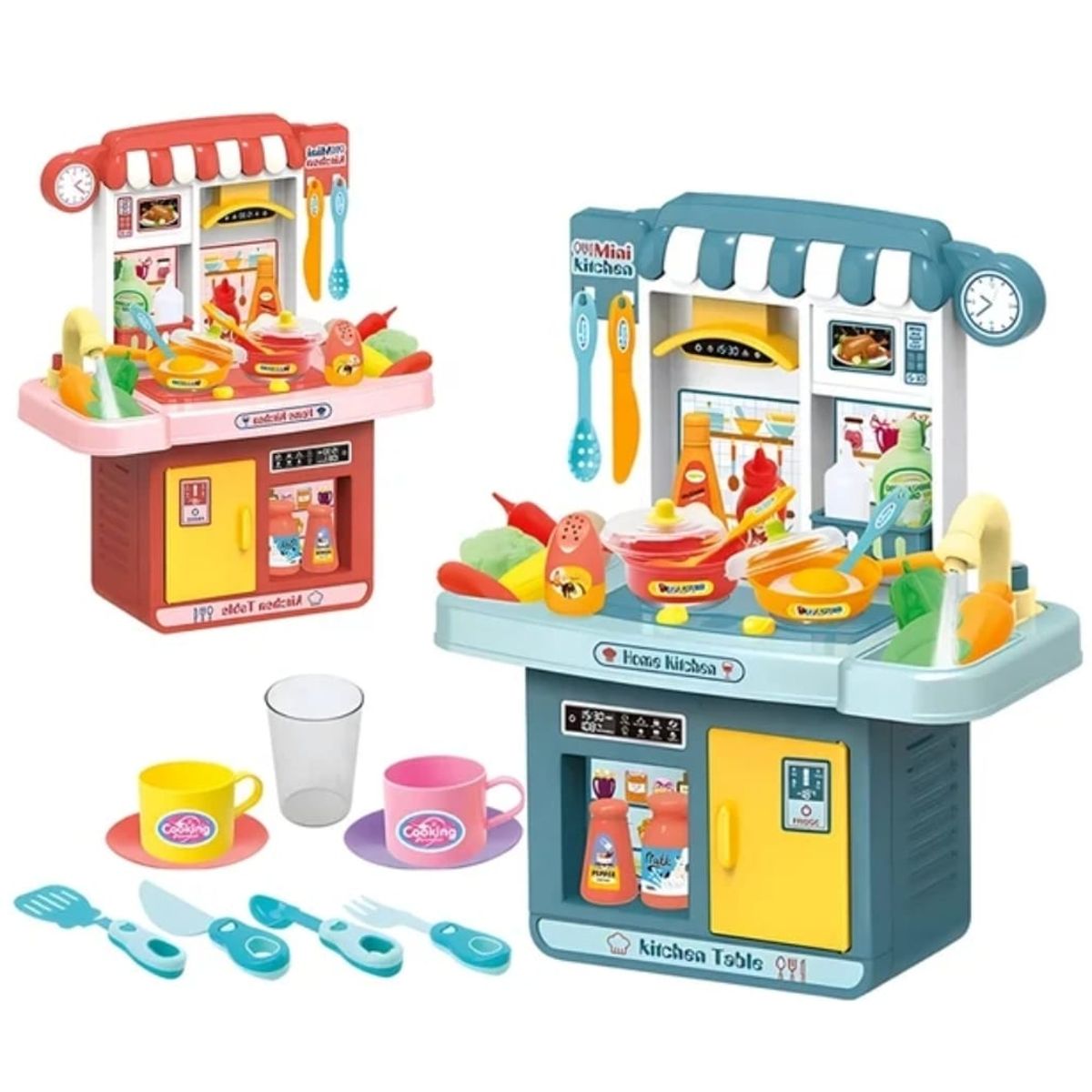 GENERICO - COCINA DE JUGUETE 33 ACCESORIOS LUCES AZUL