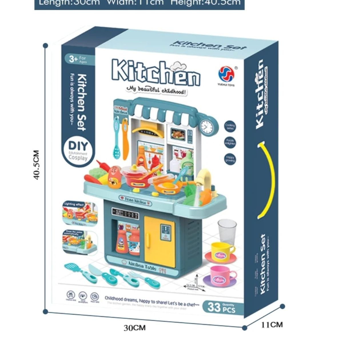 GENERICO - COCINA DE JUGUETE 33 ACCESORIOS LUCES AZUL
