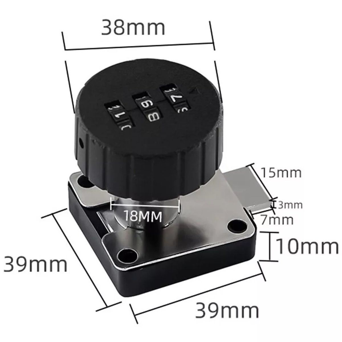 GENERICO - Cerradura  Con Clave Para Mueble Cajon Puerta Hasta 20mm Negro