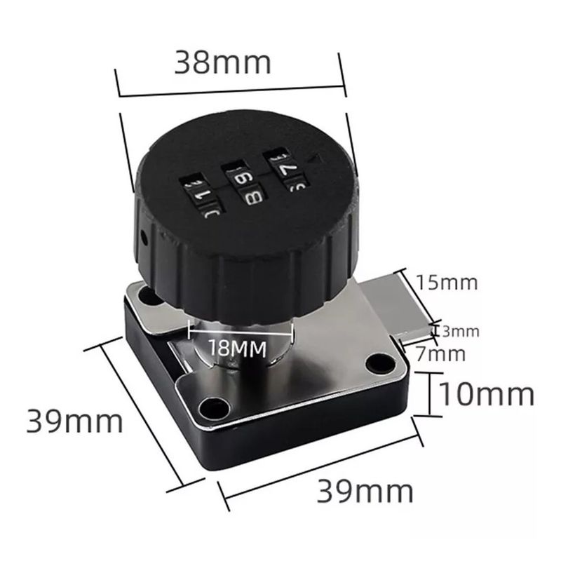 GENERICO - Cerradura  Con Clave Para Mueble Cajon Puerta Hasta 20mm Negro