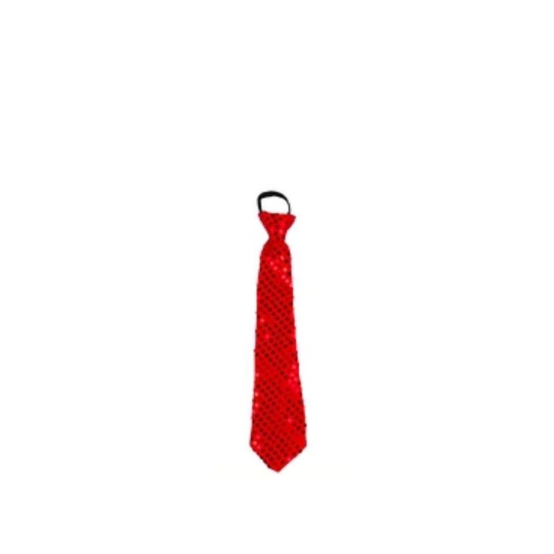 GENERICO - Corbata De Lentejuelas Roja 8x40cm
