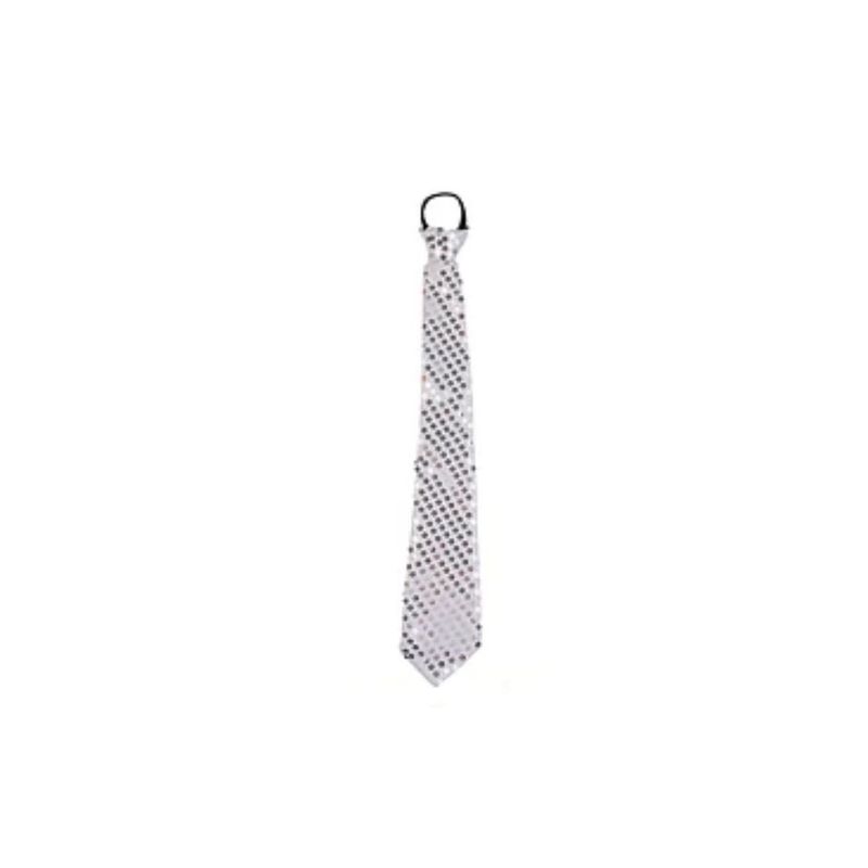 GENERICO - Corbata De Lentejuelas Blanca 8x40cm