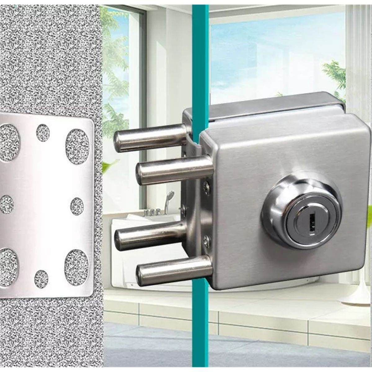 GENERICO - Cerradura Puerta Vidrio De 8 A 12mm Con Llave y Pestillo Muro