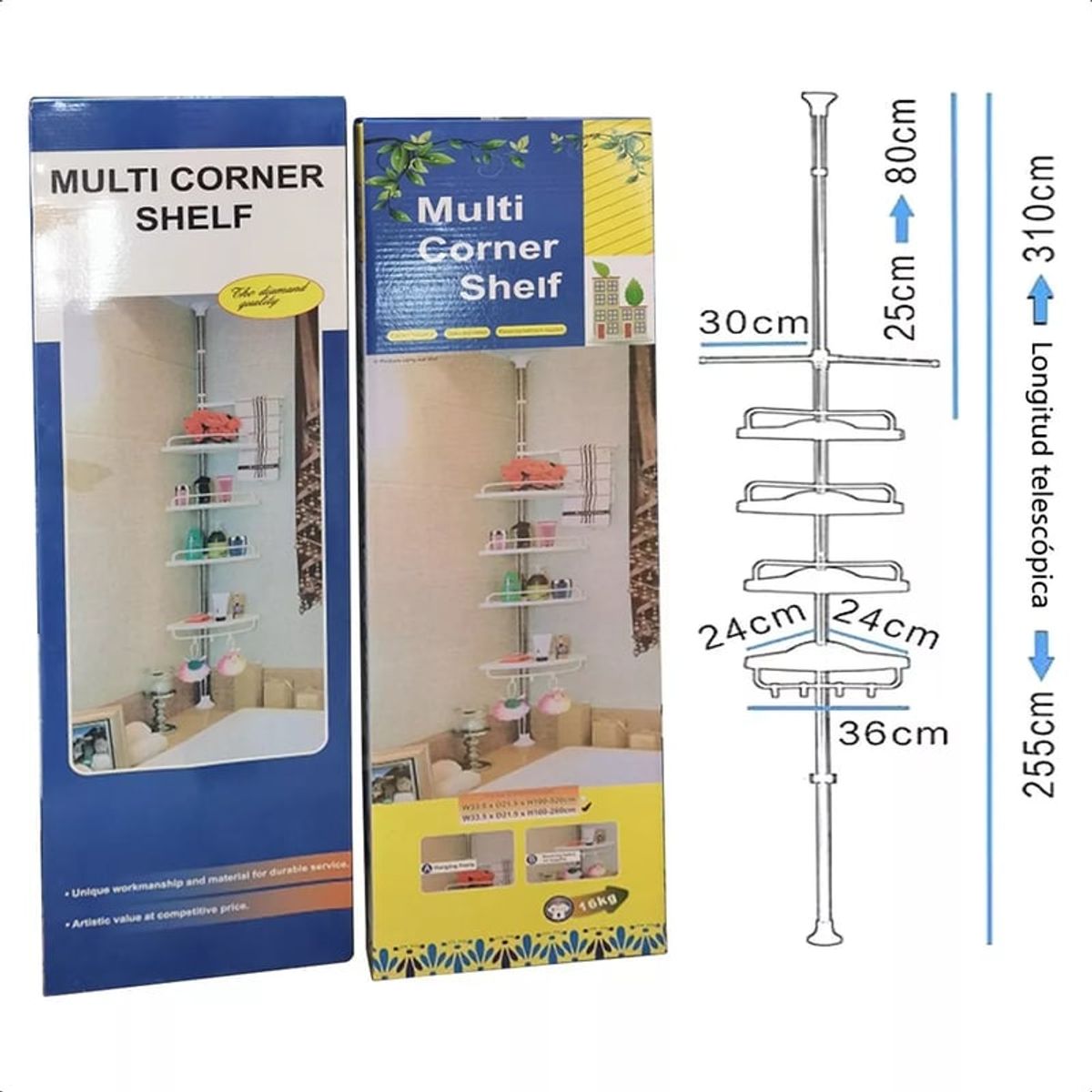 GENERICO - Esquinero Organizador Repisa De Baño Altura Regulable