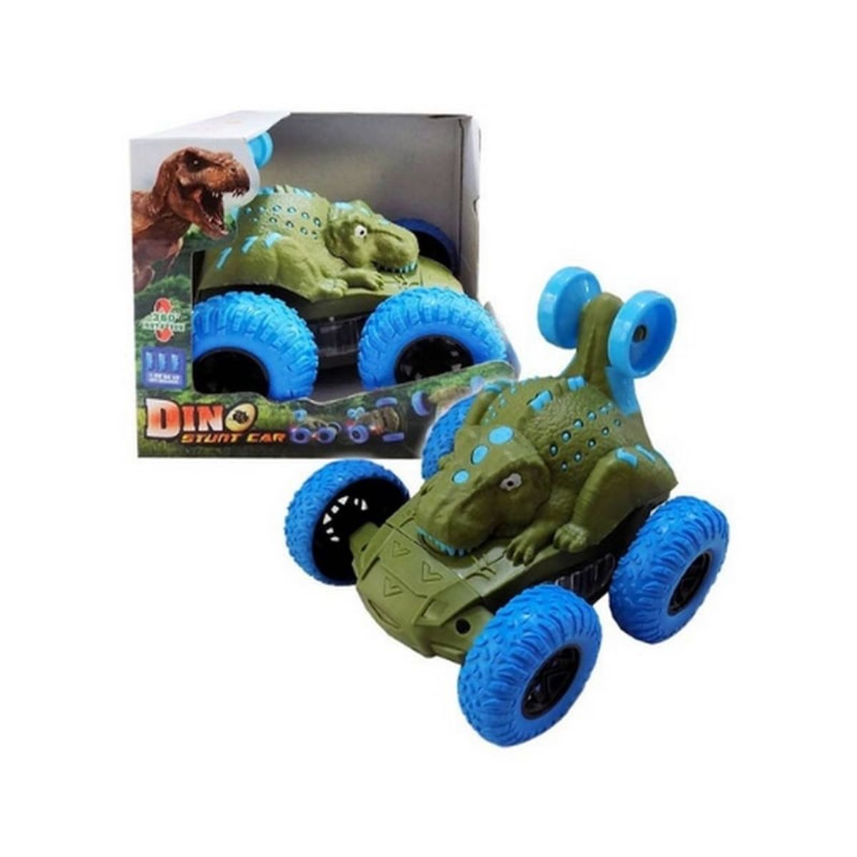 GENERICO - Auto Dino 360° Stunt Car-vehículo Dinosaurio a Pila Azul