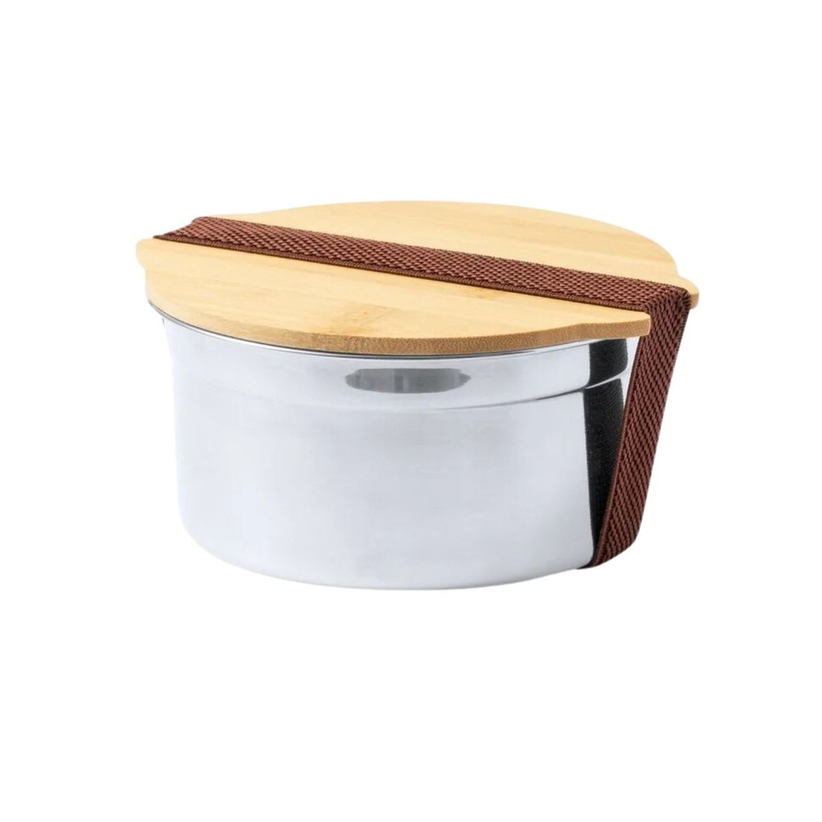 IMPORTCLICK - Contenedor Tupper Hermético Redondo Acero Inox. Bambú Truit 800 ML