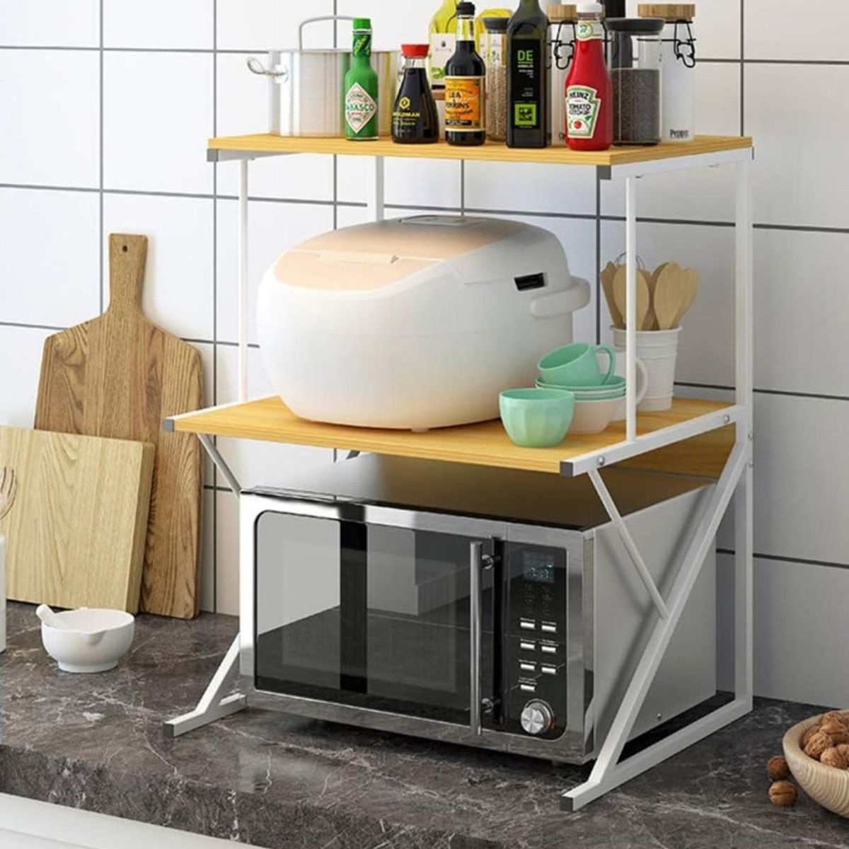 IMPORTCLICK - Estante Rack Cocina Microondas Organizador Blanco 64x54x37 CM IMPORTCLICK