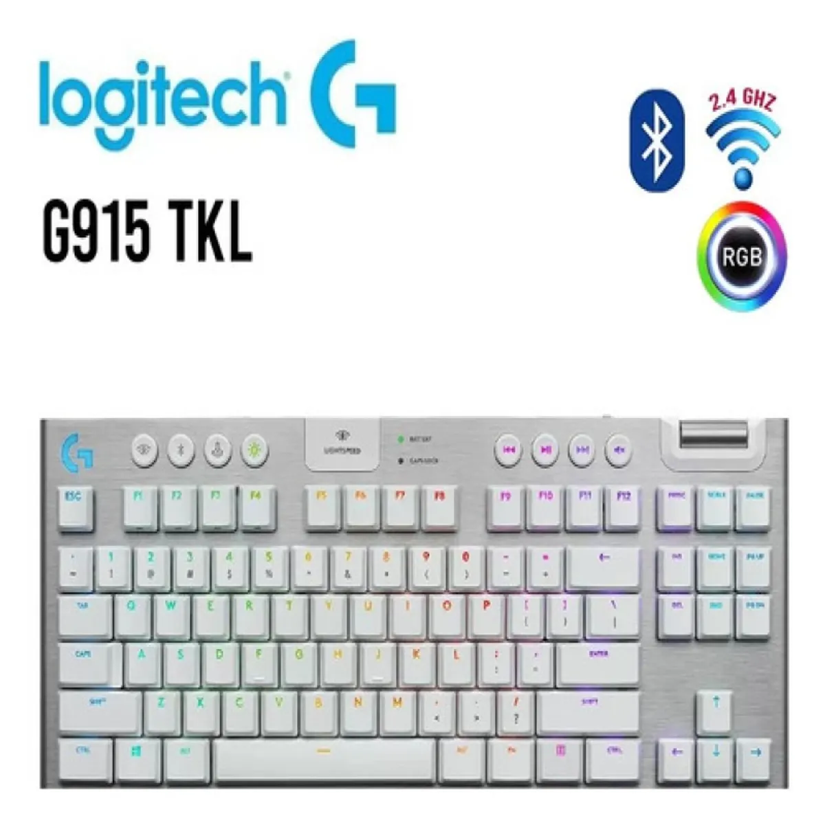 LOGITECH - Teclado Mecánico Logitech G915 Tkl Rgb Lightspeed Blanco