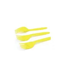 GENERICO - Tenedor Plastico Amarillo 12pcs