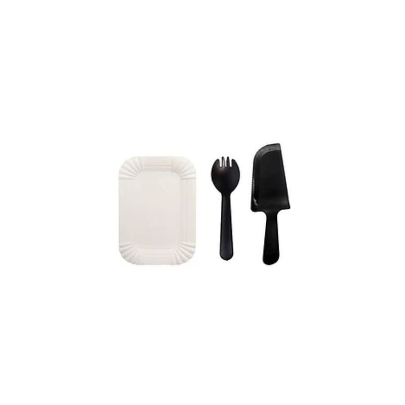 GENERICO - Juego De Platos y Cubiertos De Cumpleaños 13pcs Negro