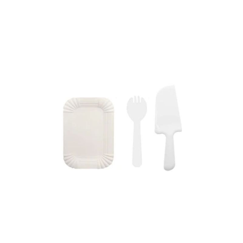 GENERICO - Juego De Platos y Cubiertos De Cumpleaños 13pcs blanco