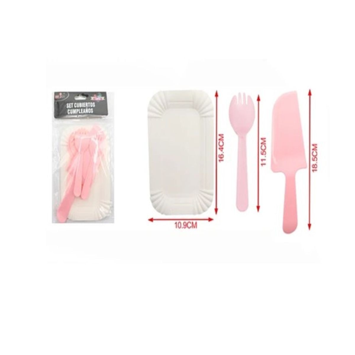 GENERICO - Juego De Platos y Cubiertos De Cumpleaños 13pcs rosado