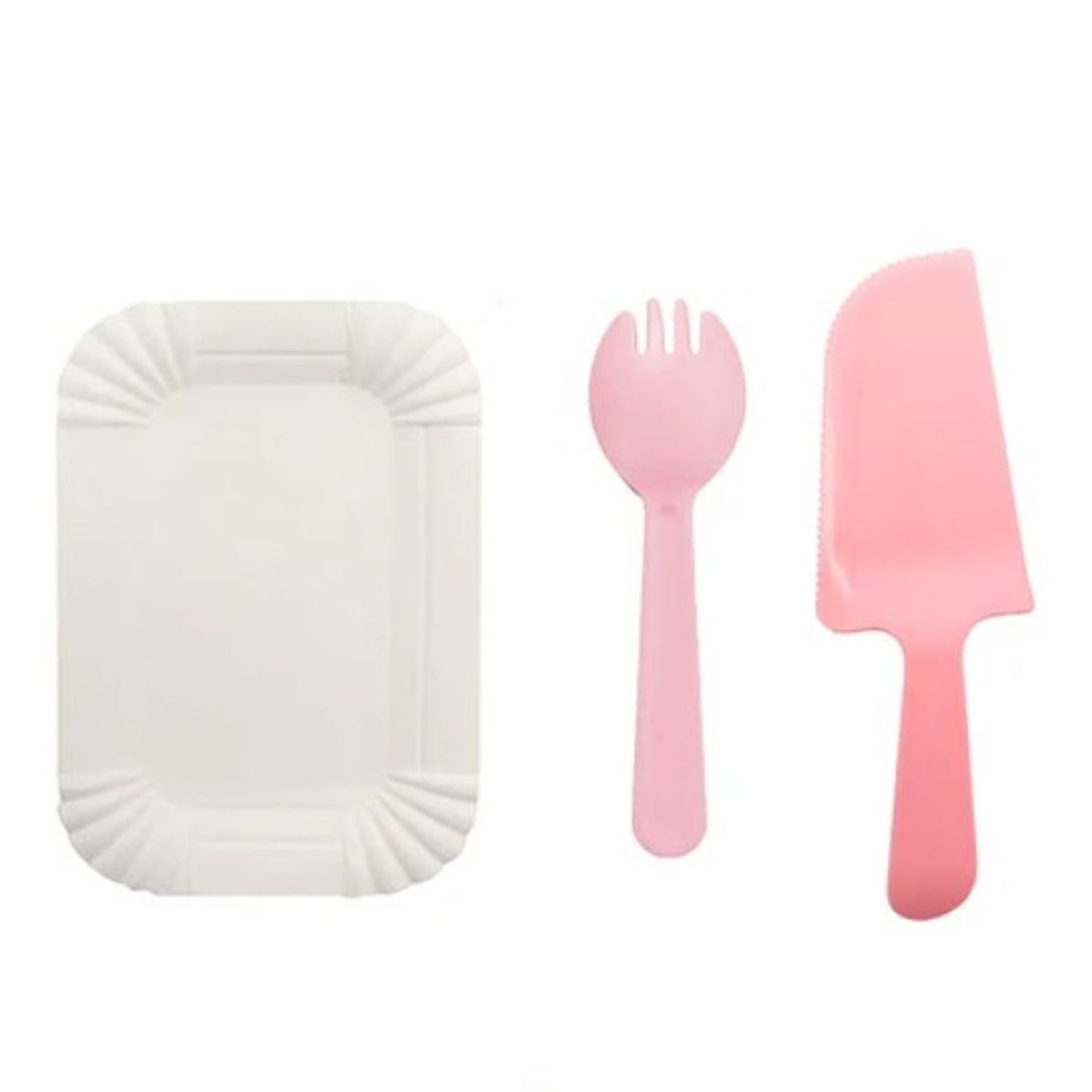 GENERICO - Juego De Platos y Cubiertos De Cumpleaños 13pcs rosado