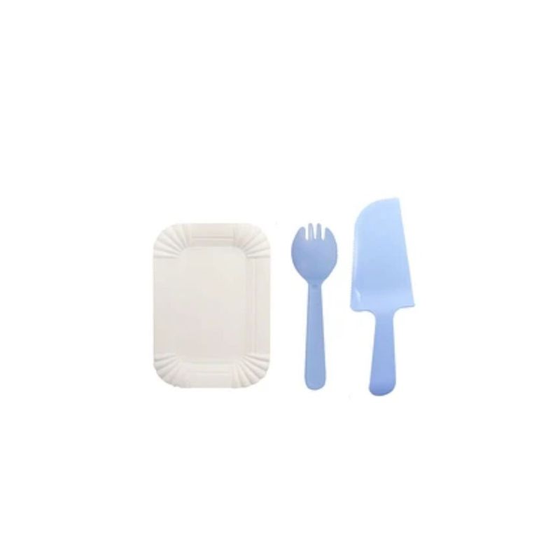 GENERICO - Juego De Platos y Cubiertos De Cumpleaños 13pcs celeste