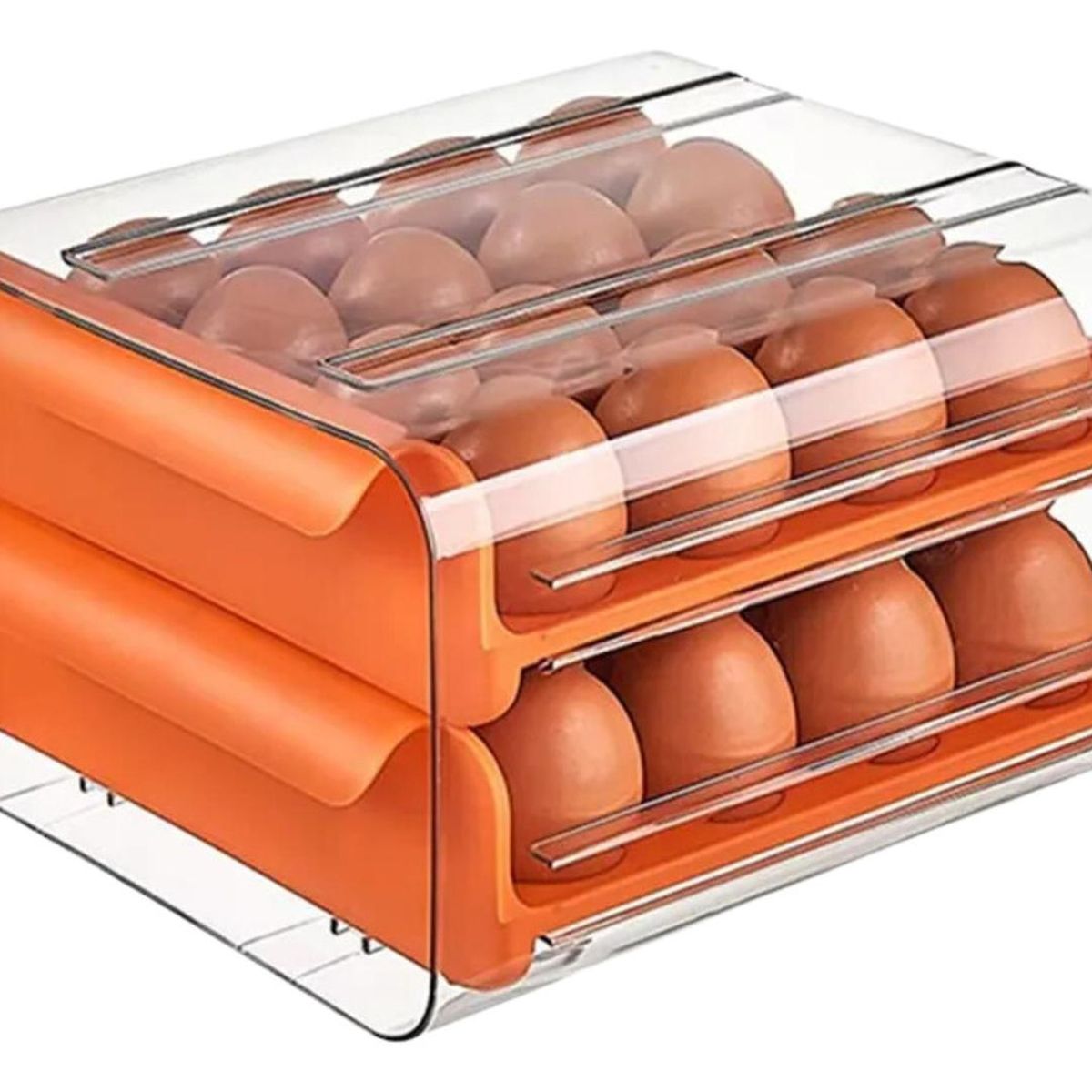 IMPORTCLICK - Organizador Portahuevos 2 Niveles 32 Huevos 26x23 CM Naranjo