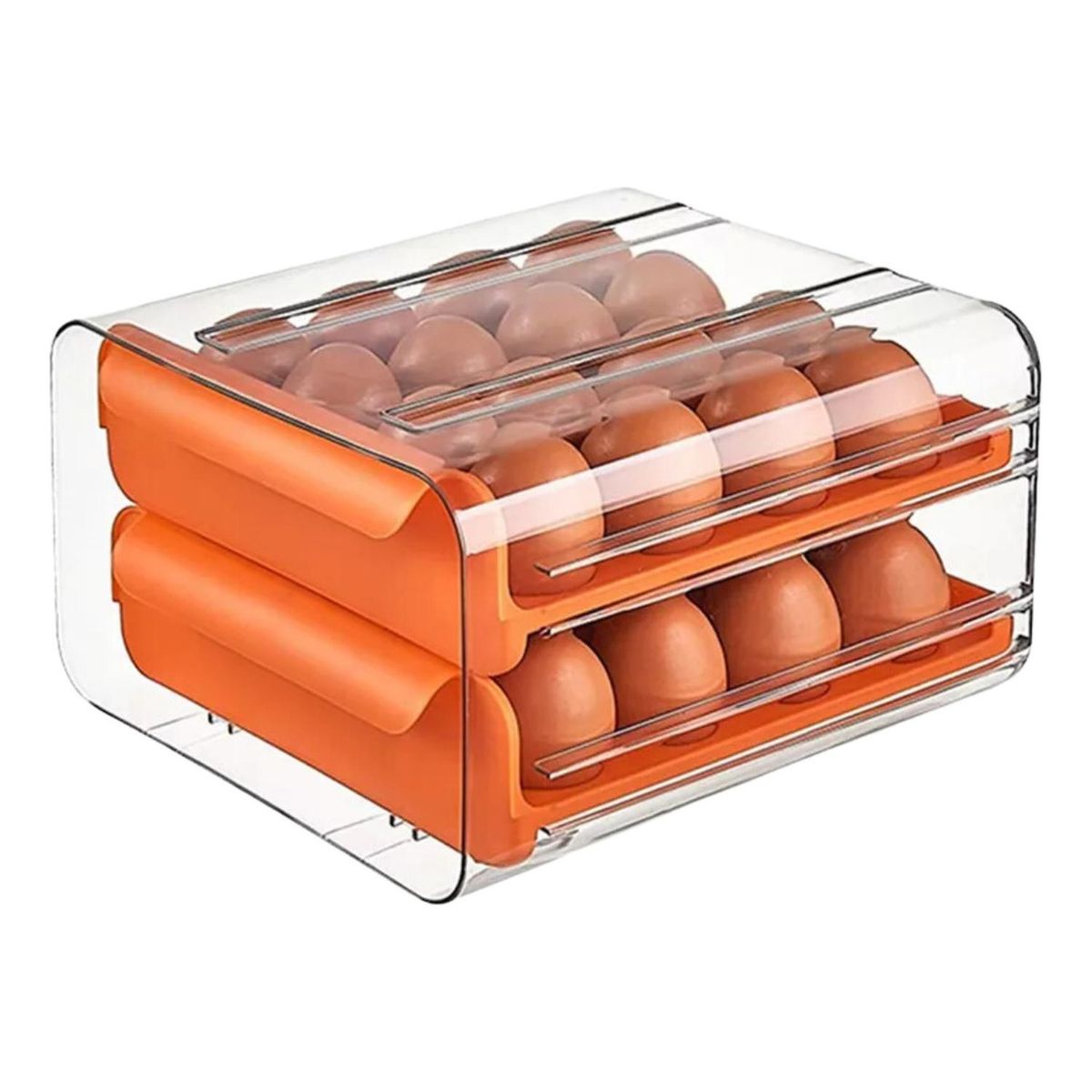 IMPORTCLICK - Organizador Portahuevos 2 Niveles 32 Huevos 26x23 CM Naranjo