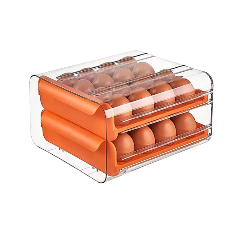IMPORTCLICK - Organizador Portahuevos 2 Niveles 32 Huevos 26x23 CM Naranjo