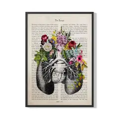 CREANGO - CUADRO POSTER PULMONES Y FLORES 33X43