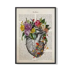 CREANGO - CUADRO POSTER CORAZON Y FLORES 33X43