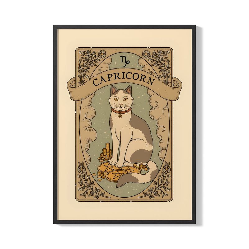 CREANGO - CUADRO POSTER ZODIACO FELINO CAPRICORNIO 33X43