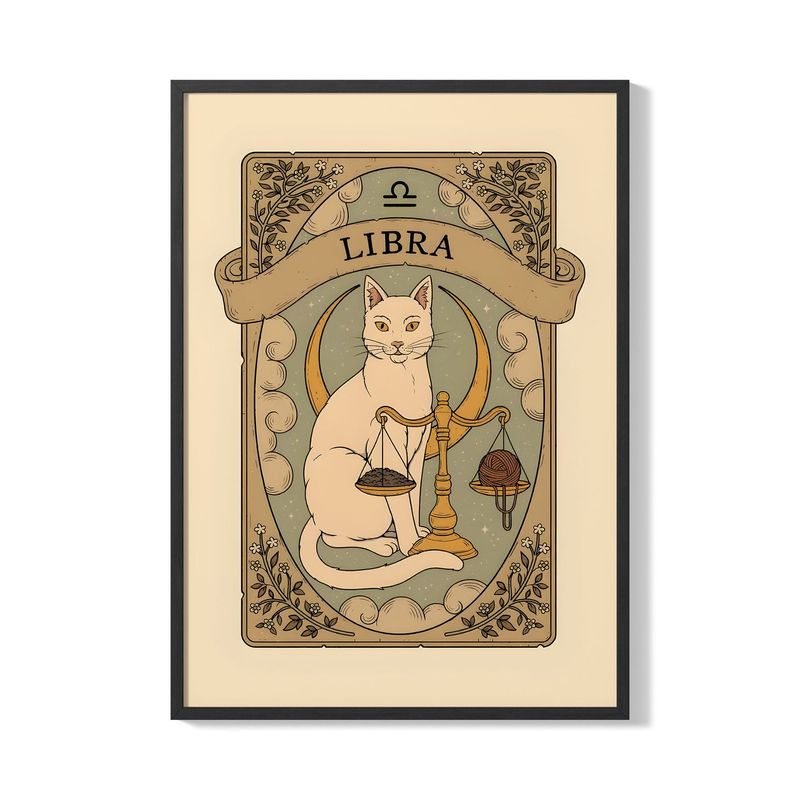 CREANGO - CUADRO POSTER ZODIACO FELINO LIBRA 33X43