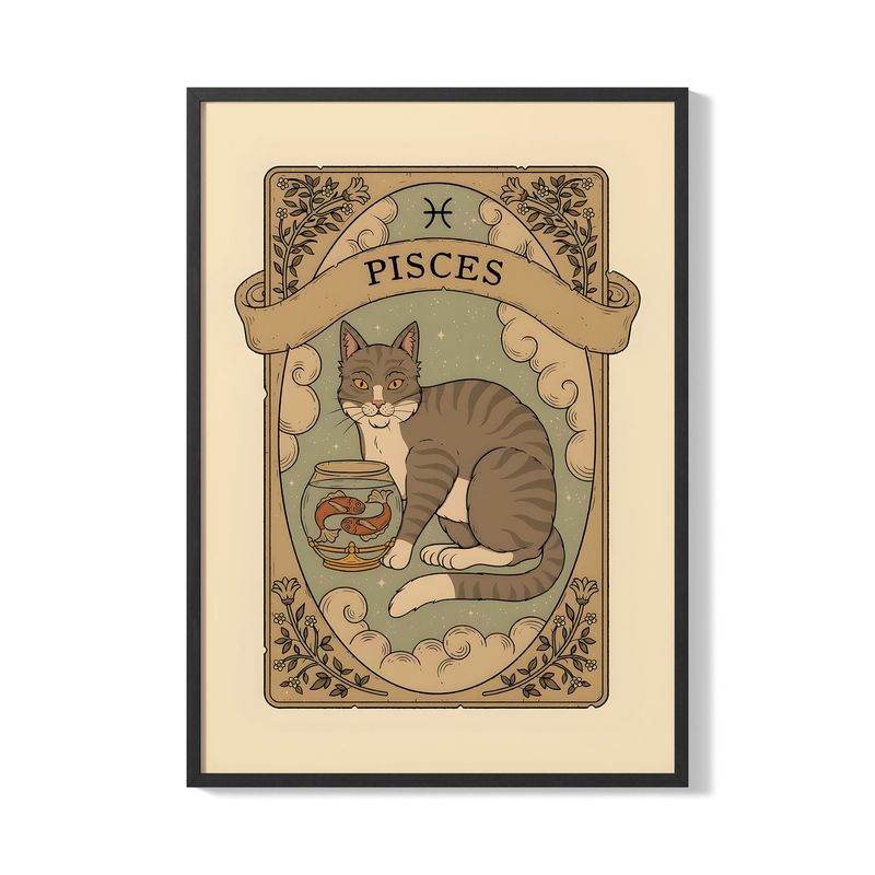 CREANGO - CUADRO POSTER ZODIACO FELINO PISCIS 33X43