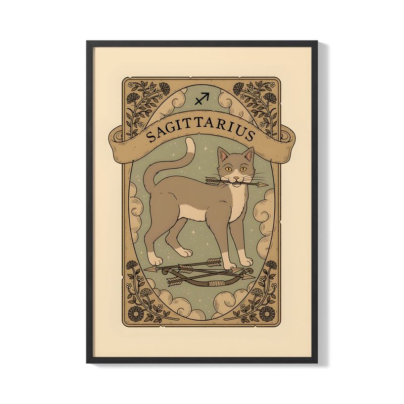 CREANGO - CUADRO POSTER ZODIACO FELINO SAGITARIO 33X43